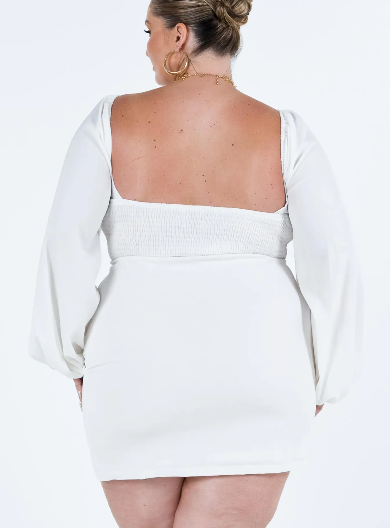 Princess Polly Zoella Long Sleeve Mini Dresscurve White Outlet