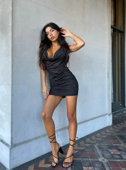 Princess Polly Zoeva Mini Dress  Black Cheap