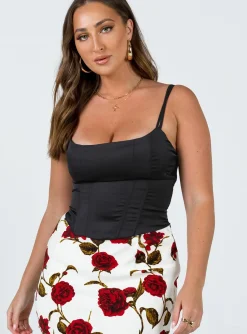 Princess Polly Zora Satin Top  Black Hot