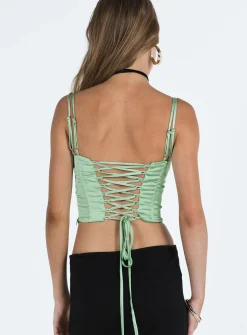 Princess Polly Zora Satin Top Green Best Sale