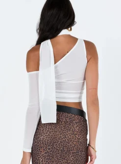 Princess Polly Zuffet Asymmetric Top  White Cheap